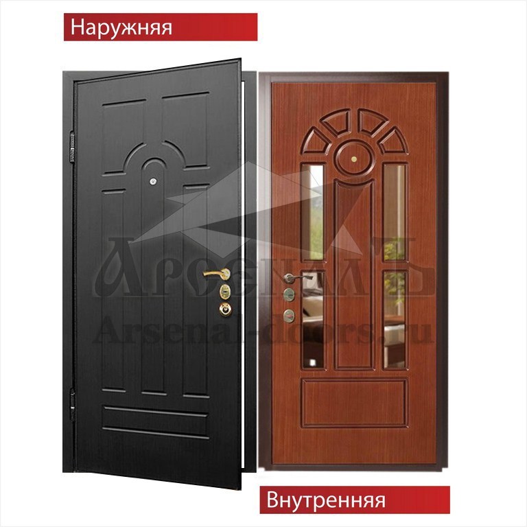 Стальная дверь с зеркалом МДФ шпон с двух сторон