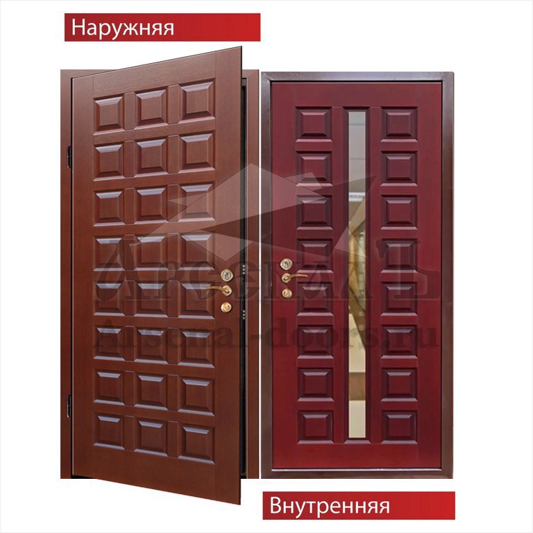 Стальная дверь с зеркалом МДФ филенка с 2х сторон
