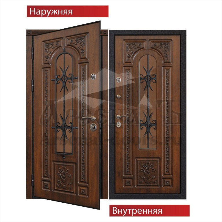 Стальная дверь со стеклом ВИНОРИТ с двух сторон
