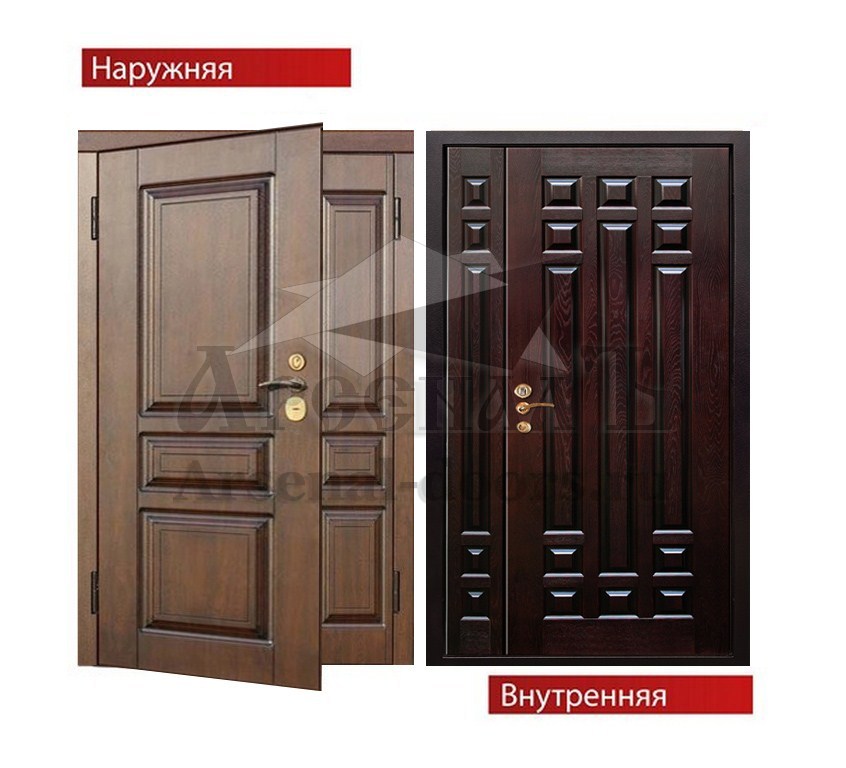 Двустворчатая металлическая дверь МДФ филенка с 2х сторон