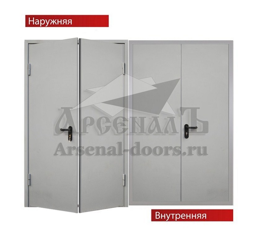 Двустворчатая противопожарная дверь Порошок с двух сторон
