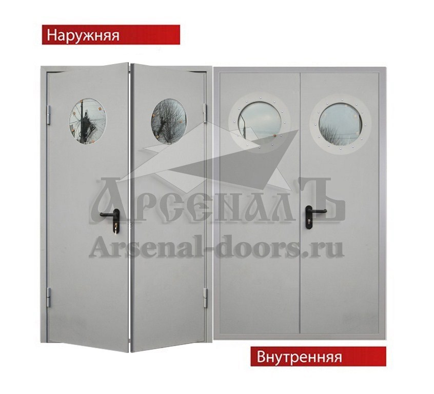 Противопожарная дверь со стеклом Порошок с 2х сторон